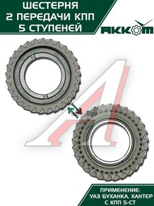 Шестерня КПП УАЗ 2-й передачи 5-ти ст. АККОМ 255-1701120, 315195-1701120-00/255-1701120/315195170112000