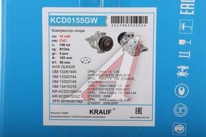 Компрессор OPEL Astra H (04-) кондиционера KRAUF KCD0155GW, LCAC2129, 93169375