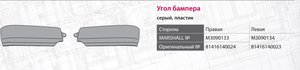 Панель MAN TGS угловая бампера левая нижняя MARSHALL M3090134, TGS93/380034, 81416140023