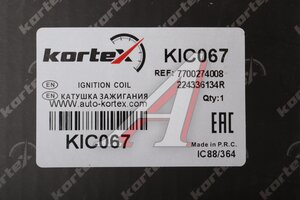Катушка зажигания ЛАДА Largus RENAULT Logan (1.4/1.6) (8 кл.) KORTEX KIC067, ZS354, 224336134R