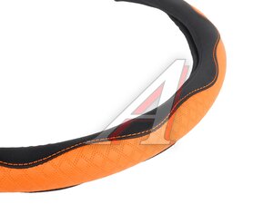 Оплетка руля (L) 39-40см оранжевая экокожа AUTOLUXE AL-036