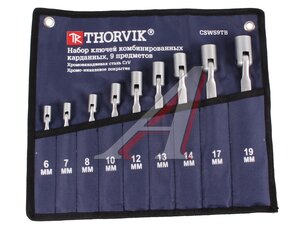 Набор THORVIK ключей торцово-шарнирных 6-19мм, 9пр CSWS9TB
