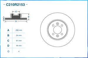 Диск торм. CWORKS C210R2153 MEGANE 2 1шт C210R2153