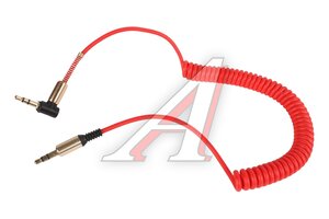 Кабель jack 3,5 1м витой угловой красный AUX витой