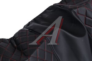Авточехлы универсальные экокожа черно-красные (11 предм.) Atom Leather Ромб CARFASHION 11124