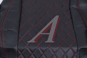 Авточехлы универсальные экокожа черно-красные (11 предм.) Atom Leather Ромб CARFASHION 11124