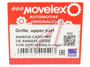 Решетка бампера DONGFENG верхняя MOVELEX 8406035-C6200-MX, 8406035-C6200