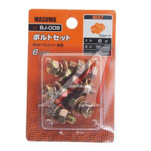 Болт М6.0x1.0х16.0 с гайкой, шайбой и гровером набор 6шт. MASUMA BJ-009