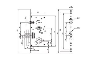 Корпус врезного замка c защёлкой V25/C-60.85.3R16 V25/C-60.85.3R