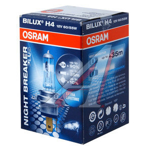 Лампа 12V H4 60/55W P43t-38 +90% Night Breaker Plus OSRAM 64193NBP, O-64193NBP, АКГ12-60+55(Н4)