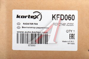 Вентилятор NISSAN Qashqai (06-) охлаждения (с кожухом и резистором) KORTEX KFD060, LFK14JD, 21481-JD200