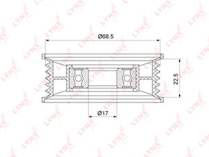 Ролик приводного ремня FORD Focus (11-),Fiesta (09-) натяжной LYNX PB7219, 0-N1497S, 1555720
