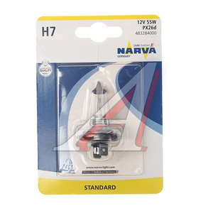 Лампа 12V H7 55W PX26d блистер (1шт.) Standard NARVA 483284000, N-48328бл, АКГ 12-55 (Н7)