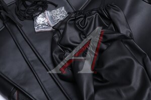 Авточехлы универсальные экокожа черно-красные (11 предм.) Atom Leather Ромб CARFASHION 11124