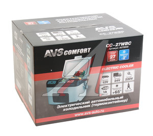 Автохолодильник 27л 49х39х35см термоэлектр. 12V/220V/24V 54W пластик 7.6кг AVS A07084S, CC-27WBC