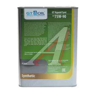 Масло трансмиссионное GT OIL GT Hypoid Synt 75W90 GL-5 синт.4л 8809059407875, GT OIL 75W90