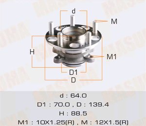 Ступица HONDA Civic 4D,5D (06-) задняя в сборе MASUMA MW-51510, 42200-SNA-A51