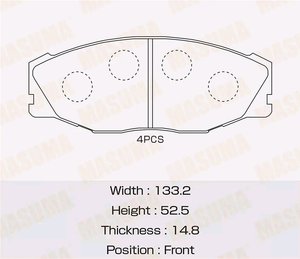 Колодки тормозные TOYOTA Crown (91-99) передние MASUMA MS-1157, PN1157, 04491-34030