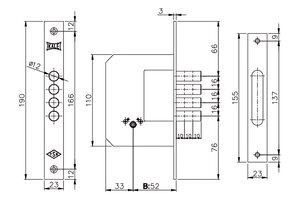 Замок врезной крестообразн.189/4MF 52mm латунь 5кл 189/4MF
