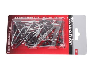 Заклепка вытяжная 4х10мм алюминиевая 50шт. MATRIX 40680