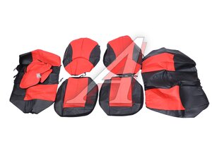 Авточехлы универсальные экокожа черно-красные (11 предм.) Elite KRAFT KT 835635