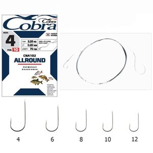 Крючки с поводком Cobra ALLROUND 0,14mm, разм.10, CNA102-010, 447630