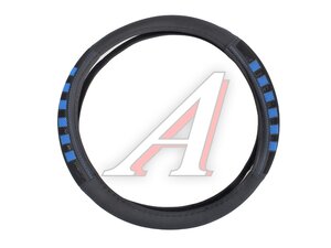 Оплетка руля (M) 37-39см синяя экокожа перфорация 888757, М3739чер/Псин
