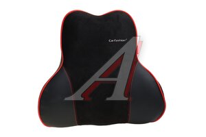 Подушка поясничная экокожа-велюр черно-красная Vibe CARFASHION 41592