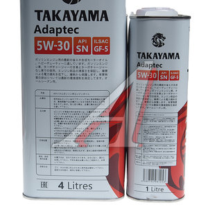 Масло моторное TAKAYAMA Adaptec SN/GF-5 5W30 синт.4+1л 605627, TAKAYAMA 5W30