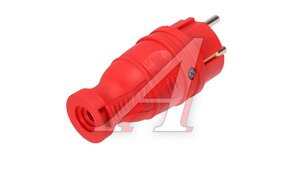 Вилка электрическая IP44 каучук c/з 16A красная ЭРА V8