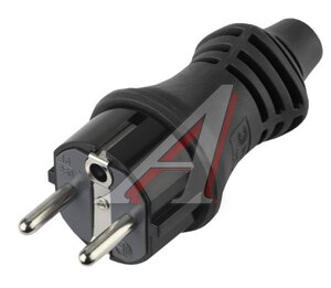 Вилка электрическая IP44 каучук c/з 16A черная ЭРА V6/V8