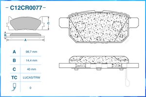 Колодка торм. CWORKS C12CR0077 C12CR0077