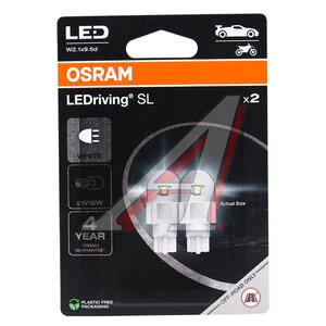 Лампа светодиодная 12V W16W W2.1x9.5d 6000K блистер (2шт.) LEDriving SL OSRAM 921DWP-2BL, O-921DWP-2бл