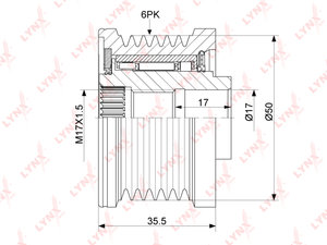 Шкив NISSAN Tiida (07-),Qashqai (07-13),Juke (10-) генератора LYNX PA1101, PA-1101, 23151-EL010