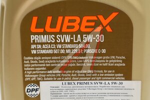 Масло моторное LUBEX PRIMUS SVW-LA SN C3 5W30 синт.1л L034-1624-1201, LUBEX 5W30