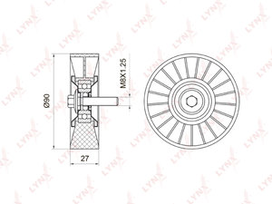 Ролик приводного ремня HYUNDAI Santa Fe (01-) KIA Sorento (02-) натяжителя ГУРа LYNX PB7018, 57212-38100, 57212-3A000
