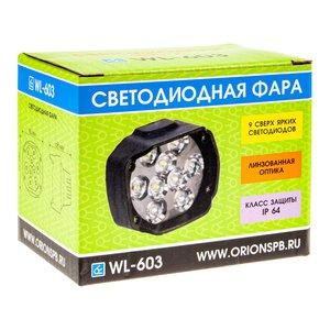 Фара рабочего света круглая 72мм 18Вт 9LED (ближний свет) 10-30V ВЫМПЕЛ 5269, WL-603