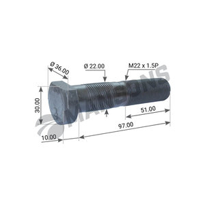 Шпилька колеса BPW (M22x1.5x97/62) MANSONS 300.204, 300204, 0329633120