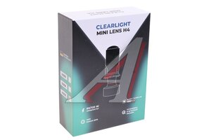 Лампа светодиодная 12V H4 P43t MINI LENS 8000lm 6000K бокс (2шт.) CLEARLIGHT CLMNLENS6K-2