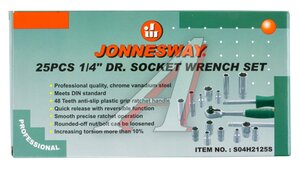 Набор головок торцевых 1/4" 4-13 мм 25предметов JONNESWAY S04H2125S
