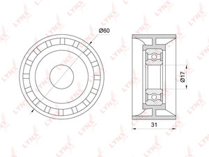 Ролик приводного ремня RENAULT Duster (11-) (2.0) обводной LYNX PB7130, 2488-LOG, 8200071404