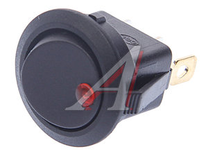 Выключатель клавиша 12V 16A круглый с красной подсветкой REXANT 36-2580