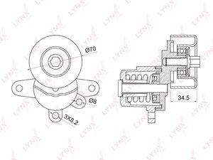 Ролик приводного ремня NISSAN Teana (J32) натяжителя LYNX PT3028, PT-3028, 11955-JA10D