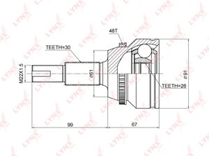 Шрус наружный LYNX CO-3858A TOYOTA CAMRY CO-3858A