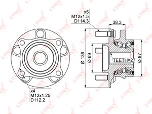 Ступица MITSUBISHI Lancer (04-) передняя в сборе LYNX WH1112, MB633276