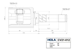 ШРУС внутренний NISSAN Qashqai (07-) левый HOLA CV21-012