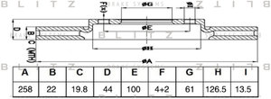 Диск тормозной RENAULT Clio (12-),Logan (12-),Sandero (12-) передний (1шт.) BLITZ BS0507, DF6534, 402063149R