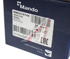 Колодки тормозные NISSAN Pathfinder,Navara (2.5 CDI) R16 передние (4шт.) MANDO MBF015746, GDB3404, 41060-EB326/DA060-EB326/41060-EA025