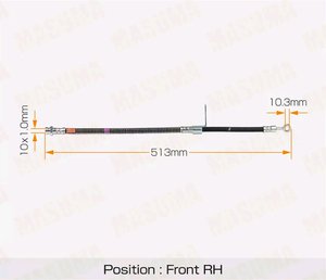Шланг тормозной HYUNDAI Elantra (00-) передний правый MASUMA BH-K303-1, 58732-2D000