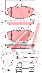 Колодки тормозные MERCEDES W211 (2.0/3.5) (02-) передние (4шт.) TRW GDB1542, 0044208720/0034209920/0034206520